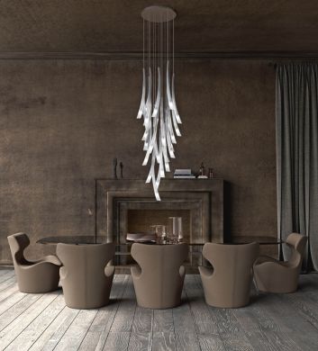 Белая потолочная люстра с дутого стекла Pulsa фабрики Italamp